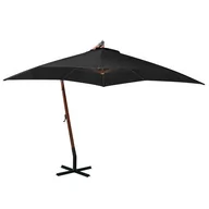 Parasole ogrodowe - vidaXL Parasol ogrodowy wiszący, na jodłowym słupku, czarny, 3x3 m vidaXL - miniaturka - grafika 1