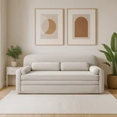 Sofy i kanapy - Sofa z Funkcją Spania ELIOSS Rozkładana Jasnobeżowa Nowoczesna - miniaturka - grafika 1