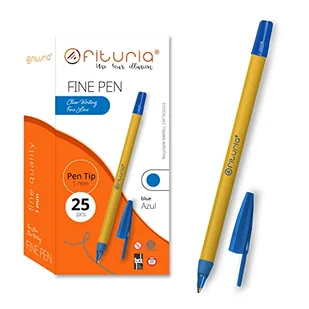 OFITURIA Długopisy z cienkimi końcówkami, kolor niebieski, pudełko 25 sztuk, końcówka 1mm precyzja i szczegół, idealne do różnych środowisk, takich jak biuro, dom i szkoła (pudełko 25 szt. Niebieski) - Długopisy - miniaturka - grafika 1