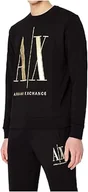 Bluzy męskie - Armani Exchange Męska bluza z logo Maxi Front z okrągłym dekoltem, płomień, ekstra mała, Flame, XS - miniaturka - grafika 1