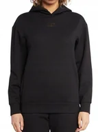 Bluzy damskie - EMPORIO ARMANI CZARNA BLUZA DAMSKA Z KAPTUREM I NADRUKIEM S I1E - miniaturka - grafika 1