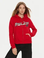 Bluzy damskie - Guess Jeans Bluza W4BQ03 KC811 Czerwony Regular Fit - miniaturka - grafika 1