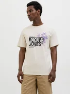 Koszulki męskie - Jack & Jones Koszulka "Jaxon" w kolorze beżowym - miniaturka - grafika 1