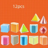 Inne - 12-częściowy zestaw modeli geometrycznych: konwersja 3D na 2D, obserwacja powierzchni, trwały materiał akrylowy - miniaturka - grafika 1