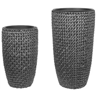 Donice - Zestaw 2 doniczek na kwiaty z technorattanu czarny CEDRUS - miniaturka - grafika 1
