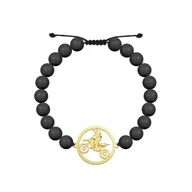 Bransolety męskie - Złota Bransoleta Motocross Męska Perły Prezent 925 GRAWER GRATIS - miniaturka - grafika 1