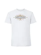 Koszulki męskie - Męska koszulka z nadrukiem - DZIADEK SREBRNO ZŁOTY NADRUK biały M - miniaturka - grafika 1