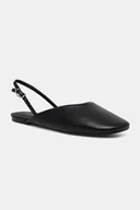 Baleriny - Calvin Klein baleriny skórzane OBLIQUE BALLERINA SLINGBACK LTH kolor czarny z odkrytą piętą HW0HW02852 - miniaturka - grafika 1
