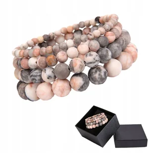 Zestaw 4 x Bransoletka Kamień Naturalny Jaspis Pink Zebra 4 6 8 10 mm - Bransoletki - miniaturka - grafika 1