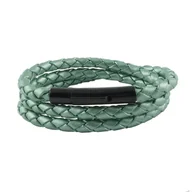 Naszyjniki męskie - König Design skórzany naszyjnik skórzany pasek skórzana bransoletka 4 mm męski naszyjnik 17 cm - 100 cm pleciony, długość: 50 centymetrów, kolor: zielony metalik - miniaturka - grafika 1