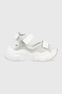 Sandały damskie - Buffalo sandały damskie kolor biały na platformie - grafika 1