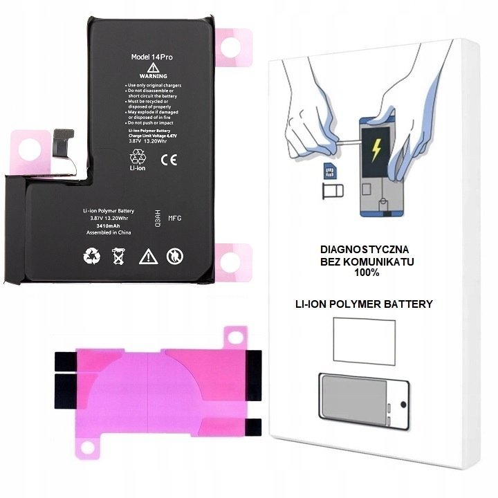 BATERIA DO iPHONE 14 PRO 3200 mAh DIAGNOSTYCZNA BEZ KOMUNIKATU ŚWIEŻA 100%