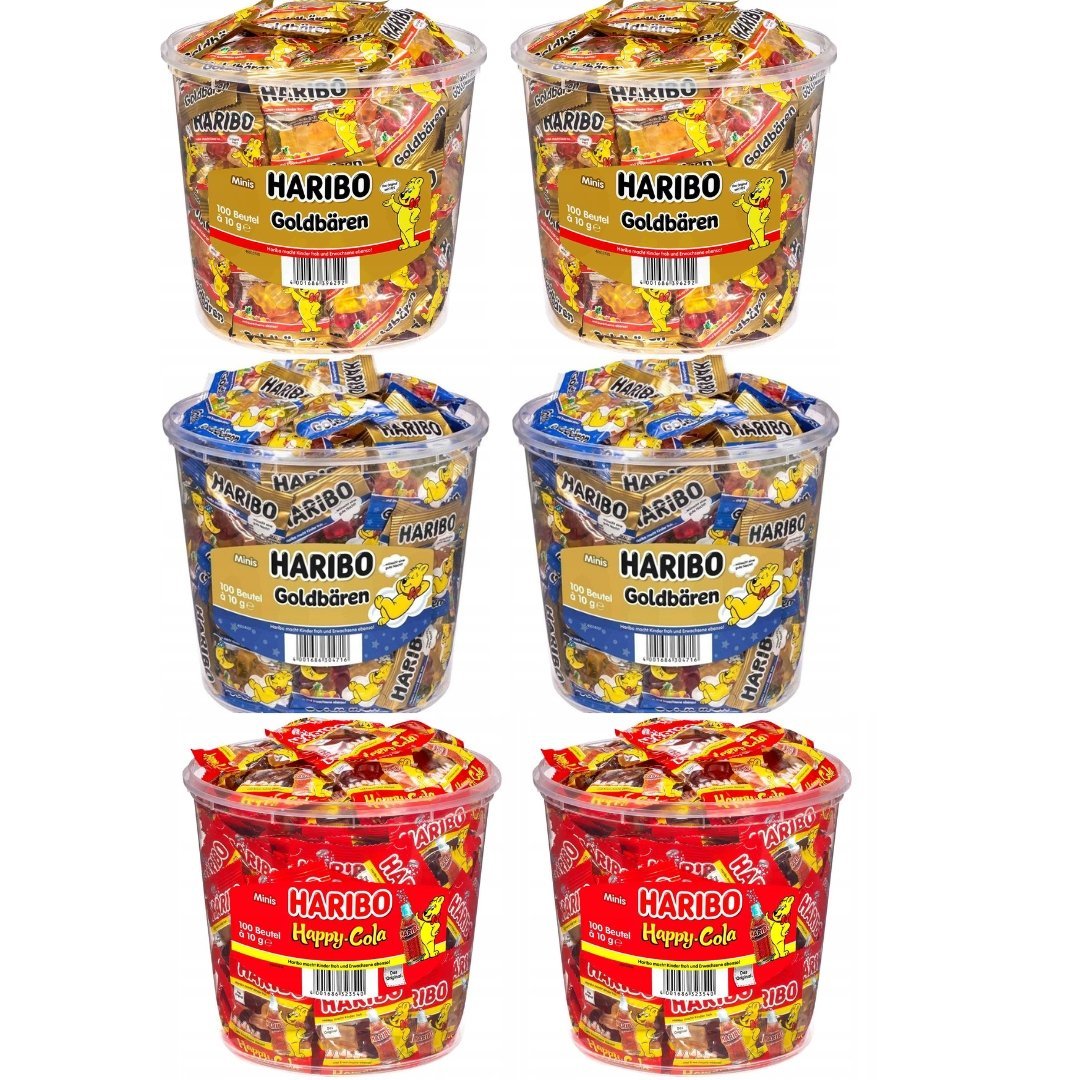 Zestaw 3 smaków żelek Goldbaren,Cola, Gute-Nacht mini 600x10g 6kg - Haribo