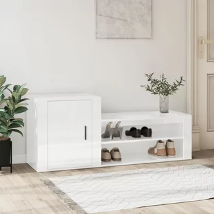 Szafka na buty, wysoki połysk, biała, 130x35x54 cm - Szafki na buty - miniaturka - grafika 1