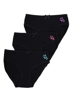 Figi majtki dziewczęce bawełniane motylki czarne 3PAK 122-128 YOCLUB - Majtki damskie - miniaturka - grafika 1
