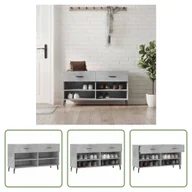Szafki na buty - The Living Store Ławka na buty betonowa szara 102x35x55 cm Materiał drewnopochodny - miniaturka - grafika 1