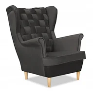 Fotele - Fotel Uszak FRENCH przeplatane pasy OPARCIE grafit - miniaturka - grafika 1