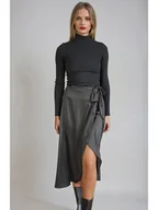 Spódnice - Monki Spódnica w kolorze antracytowym - miniaturka - grafika 1