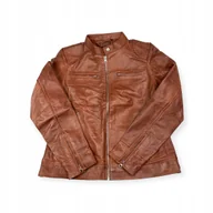 Kurtki damskie - Skórzana kurtka damska brązowa REAL LEATHER M - miniaturka - grafika 1