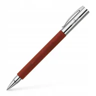 Pióra kulkowe - Faber Castell Ambition 148111 pióro kulkowe, grubość końcówki metalowej 0,7 mm, wykonane z drewna gruszy, kolor brązowy/srebrny, w zestawie z opakowaniem na prezent - miniaturka - grafika 1