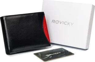 Rovicky Portfel męski z naturalnej skóry licowej z wyjmowanym etui na karty Rovicky Nie dotyczy - Portfele - miniaturka - grafika 1