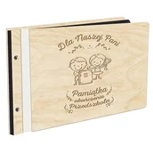 Albumy fotograficzne - Album Na Zdjęcia Dla Nauczyciela Pamiątka Ukończenia Przedszkola W Drewnianej Oprawie Z Czarnymi Kartami Z Grawerem - miniaturka - grafika 1