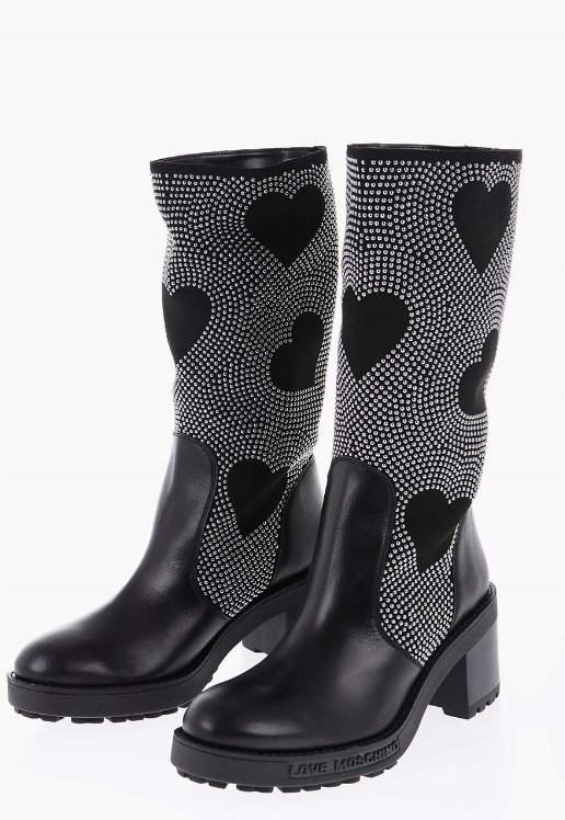 Love Moschino Kozaki Czarne Zdobione Damskie Na Obcasie 35 Jld