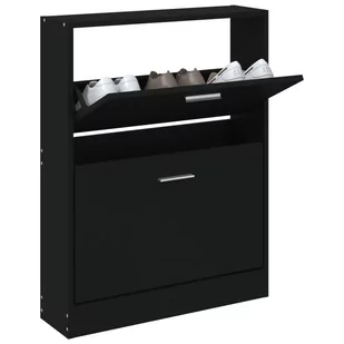 Szafka na buty, czarna, 59x17x81 cm, materiał drewnopochodny - Szafki na buty - miniaturka - grafika 4