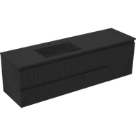 Szafki łazienkowe - Mexen Rivel szafka łazienkowa 160 cm z umywalką Otis lewą, 2S, 1D, ryflowana, czarna mat - 91A23-16047-3-BBFFF71-W18L71 - miniaturka - grafika 1