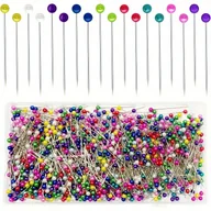 Pasmanteria - TEMU 1000 szt. Szpilki do Szycia Proste dla Tkanin, Perłowe Kulekowe Końcówki Długie 1.5 cala, Wielokolorne Sztyfty do Korsarzy dla Krawcowej, - miniaturka - grafika 1