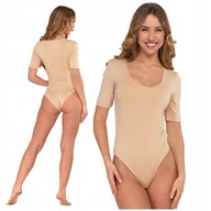Odzież ciążowa - Eleganckie BODY DAMSKIE z Głębokim Dekoltem Gładkie Krótki Rękaw MORAJ M - miniaturka - grafika 1