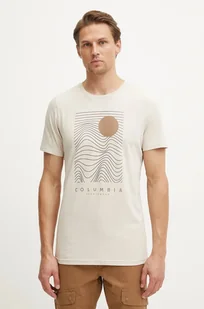 Columbia t-shirt bawełniany CSC Seasonal Logo męski kolor beżowy z nadrukiem 1991036 - Koszulki męskie - miniaturka - grafika 1