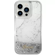 Etui i futerały do telefonów - Guess GUHCP14SLCSGSGH iPhone 14 6.1" biały/white hardcase Liquid Glitter Marble - miniaturka - grafika 1