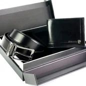 Paski - Pierre Cardin zestaw skórzany rozbudowany portfel i pasek do spodni męski - miniaturka - grafika 1