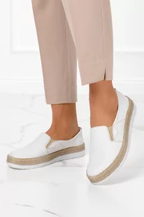 Popielate półbuty espadryle slip on POLSKA SKÓRA Casu 0644 - Półbuty damskie - miniaturka - grafika 1