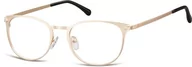Okulary korekcyjne, oprawki, szkła - Sunoptic Okulary oprawki damskie kocie oczy stalowe 992H złote - miniaturka - grafika 1