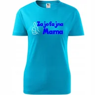 Koszulki i topy damskie - Damska Koszulka na Dzień Mamy zajefajna mama na Prezent dla Mamy Urodziny turkusowy XXL - miniaturka - grafika 1
