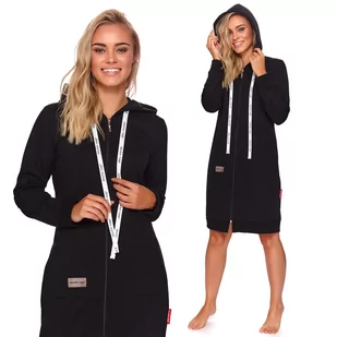 Szlafrok damski z kapturem DOCTOR NAP 4136 black S - Bielizna nocna - miniaturka - grafika 1