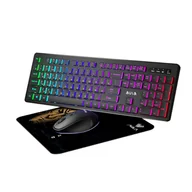 Zestawy myszka + klawiatura - Aula AC208 3w1 2,4G bezprzewodowa klawiatura Combo RGB (EN/RU), mysz, podkładka pod mysz czarna - miniaturka - grafika 1