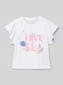 Koszulki dla dziewczynek - T-shirt z nadrukiem z napisem model ‘SEA’ - miniaturka - grafika 1