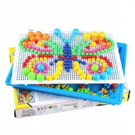 Układanki dla dzieci - Lt274 Puzzle Układanka Montessori Pinezki Grzybki - miniaturka - grafika 1