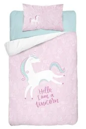Detexpol Pościel bambusowa 90x120 Jednorożec kucyk konik 3272 A różowa unicorn do łóżeczka dwustronna poszewka 40x60 - Pościel dla dzieci - miniaturka - grafika 1