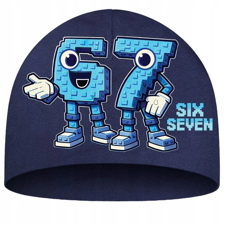 Czapka Bawełniana Przejściowa Dziecięca Six Seven 67 Brainrot Granatowa