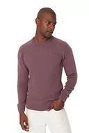 Bluzy męskie - Trendyol Męska bluza z okrągłym dekoltem, gładka, wąska bluza, Pudrowy róż, L - miniaturka - grafika 1