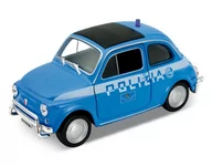 Samochody i pojazdy dla dzieci - Welly 1:34 Fiat Nuova 500 Policja -niebieski - miniaturka - grafika 1