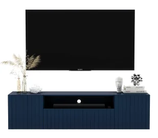 Granatowa ścienna szafka na tv z lamelami E8-B99 - Szafki RTV Granatowa ścienna szafka na tv z lamelami E8-B99 - Szafki RTV - miniaturka - grafika 1