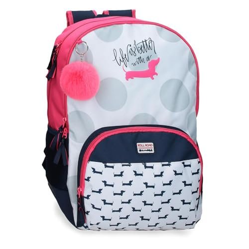 Roll Road Teckel Plecak szkolny Wielobarwny 33x44x17 cm Poliester 24,68 l, Biały, Talla única, plecak szkolny