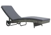 Leżaki ogrodowe - Elior Antracytowy leżak ogrodowy z kółkami L2-C26 - miniaturka - grafika 1