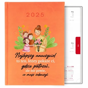Elegancki kalendarz POMARAŃCZOWY A5 2025 Praktyczny prezent dla nauczyciela - Notesy i bloczki - miniaturka - grafika 1