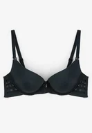 Biustonosze - Ciemnozielony Biustonosz Gładki z Efektem Push-Up i Wycięciami Roselily - miniaturka - grafika 1